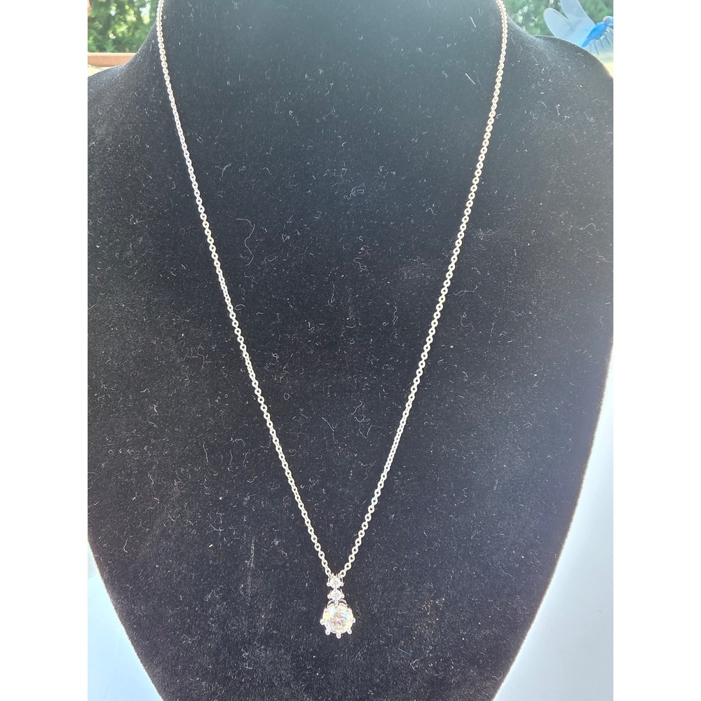 1.0ct D Color Moissanite Solitaire Pendant Necklace GRA Certified Silver Tone
